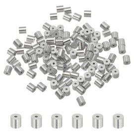 sourcing map 0.02"(0.5mm) Aluminum Crimping Loop Sleeve, Wire Rope Stop Sleeve Round Crimp Ferrules for Wire Rope and Cable Ferrule, Silver 100Pcs