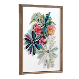 Kate and Laurel Blake Flowers on Glass 2 Whole Flowers Framed Printed Glass Wall Art by Jessi Raulet of Ettavee, 18x24 Gold, Beautiful Modern Glass Wall Art For Home