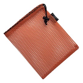 JCS 8x10 Nylon Drawstring Mesh Bag. Durable, Breathable Storage w/Barrel Lock for Shellfish, Fishing and Dive Gear, Orange