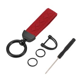 A ABSOPRO Car Keychain Universal Key Chain with Ring for Key Fobs for Home for Women Faux Leather Red 1 Set