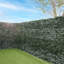 FLORALEAF Artificial Faux Ivy Privacy Fence Screen Hedges Trellis Leaves Panels Vine Decoration Natural Looking for Outdoor Decor, Garden, Yard, Dark Green Ivy Leaf 58"x59"