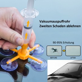 Tosucs Auto Windschutzscheiben Reparaturset Werkzeug, Auto Windshield Repair Kit für PKW Chip und Crack, mit Druckspritzen für Auto-Glas, Risse, Zielscheibe, in Sternform und Risse in Halbmondform