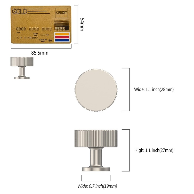 Amerdeco 10 Pack Brushed Satin Nickel Cabinet Knobs Single Hole