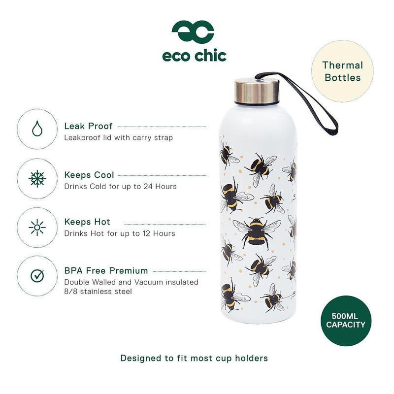 Eco Chic Reusable Thermal Bottle Stainless Steel Leakproof Insulated Water
