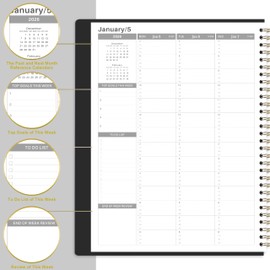 Appointment Diary 2026 - A4 Weekly Appointment Diary 2026, Week to View Hourly Planner, 15 Minutes Intervals, Personal & Work Organizer, 21.8 x 29 cm, Soft Leather Cover, Black