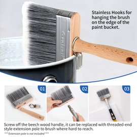 Genixart Deck Stain & Sealer Block Paint Brush - 5 inch Big Fence Stain Brush for Wood - Large Masonry Paintbrush - Wide Limewash Brushes for Brick Concrete Walls (2)