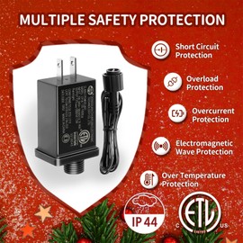 2Pack 5V 1.2A Class 2 Power Supply, AC to DC Low Voltage Transformer, IP44 Waterproof LED Strips Light Adapter Driver, for Christmas, ETL Listed