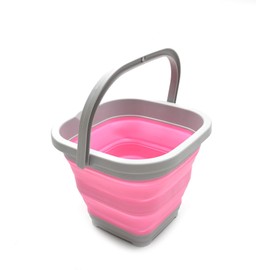 SAMMART Foldable Rectangular Basket/Bucket, 5 Litre, Rectangular, 5 Litre (5L Rectangular, Pink)