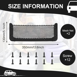 2 Pieces ABS Plastic Frame Car Storage Net Bag Phone Car Mesh Net Holder RV Storage Boat Cargo Pocket Organizer Framed Mesh Net Pocket with Screws for Auto RV Net (13.8 x 5.1 Inch)