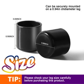 HNYYZL 7/8" 32Pcs Rubber Chair Leg Caps - Chair Leg Floor Protectors, Rubber Furniture Feet, Black