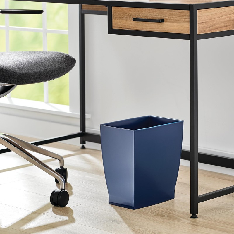 iDesign Small Plastic Bathroom Trash Can, Slim Rectangle Garbage Bin
