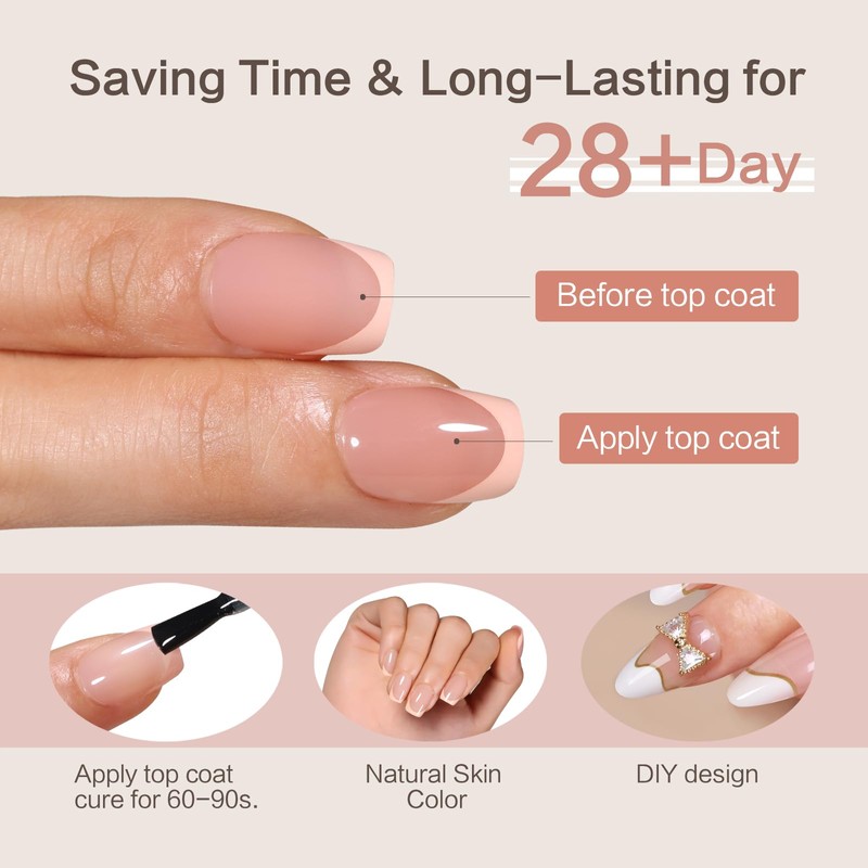 GELLAKTIK French Tip Press on Nails, 160PCS Gel Nail Tips