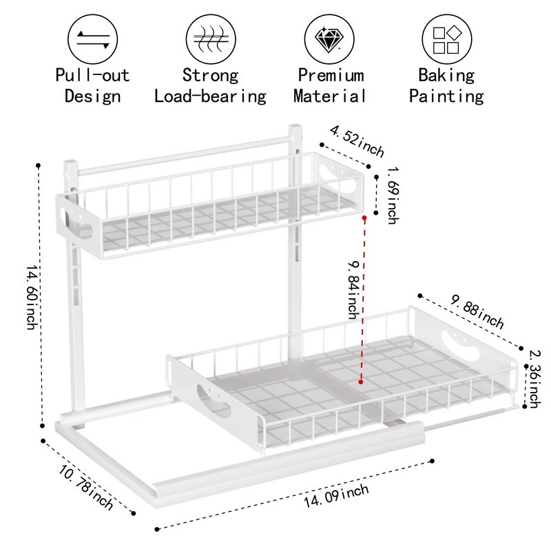 Uninol Under Sink Organizer with Pull-Out Drawers,Kitchen Sink Organizer,2 Tier