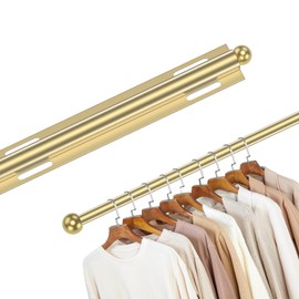 12" Valet Rod Standard for Closet, Slide Out Closet Valet Rod - 12" to 22", Polished Chrome Finish, Heavy-Duty 40lbs Capacity (Gold)