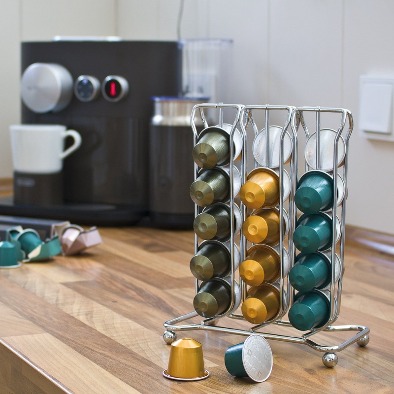 bremermann Kapselhalter für NESPRESSO Kapselständer, Kapselspender für 30 Kapseln (Chrom)