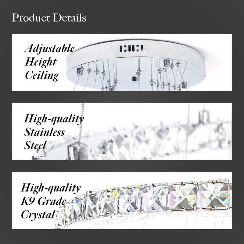 AstroLuominate Dimmable Crystal LED Chandelier(3000-6500K) for High Ceiling – Remote