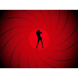 7x5ft Spy Girl Gun Barrel Backdrop – Red Swirl Tunnel Background for Secret Agent Theme Party, 40th 50th 60th Birthday, Bachelorette, Movie Night Photography Decor