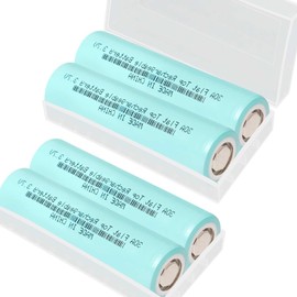 4 Pack 18650 Rechargeable Battery Set, 3000mAh 3.7V Flat Top Battery with Storage Holder Case for Flashlights, Headlamps, Electronic Device