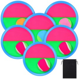Aneco Toss and Catch Paddle Game Set Disc Paddles and Toss Ball Sport Game with Storage Bag, 6 Paddles and 6 Balls