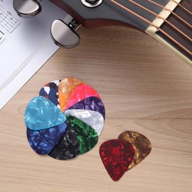 30Pcs Multicolour Guitar Picks Plectrums 0.5mm 0.75mm 1.0mm Thin Variety Colorful Love Heart Shape Celluloid Plectrums for Bass Electric Acoustic Guitars Ukulele Picks