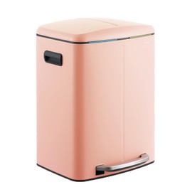 happimess HPM1005G Marco Rectangular 10.6-Gallon Double Bucket Trash Can with Soft-Close Lid, Flamingo Pink, Fingerprint Resistant, Modern, Minimalistic for Home, Kitchen, Office, Bedroom, Bathroom