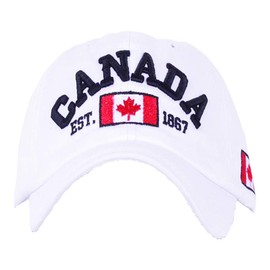 Agshcqi Adjustable Baseball Cap Canada Flag Hat Adjustable Hat Sunhat Cotton Headwear Embroidered Cap White