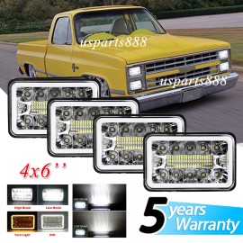 us- 4x Fit Chevy C10 C20 C30 1981-86 4x6" LED Headlights Hi-Lo Beam w/DRL Turn Light