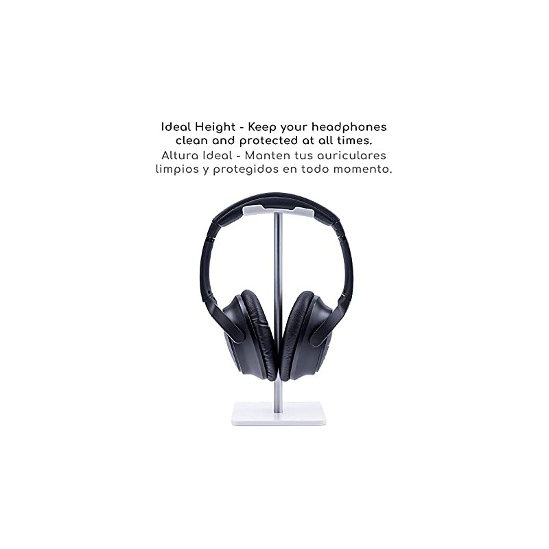Lenfech boldR Soporte Blanco con Plateado para Audífonos/Base Universal de