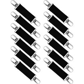 Zhanmai 6 Pairs Dress Clips Elastic Mitten Clips Stainless Steel Brooch Clip for Women Mitten Clips for Adults(13 cm, Black)