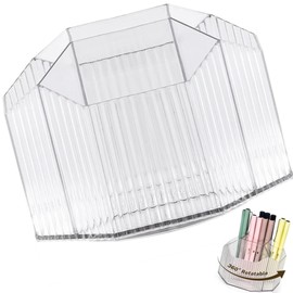 5 Slots 360° Degree Rotating Pen Organizer, Desk Pen Holder,Brush Holder Makeup and Pencil Pen Storage Organizer Desk Organizers, forOffice, School, Home Desk Storage Stationery Supplies Storage