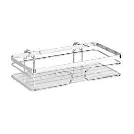 WENKO Wandablage Premium, Offener Wand-Caddy, Rostfreier Edelstahl/Kunststoff, 24 x 6,5 x 13,5 cm, Glänzend