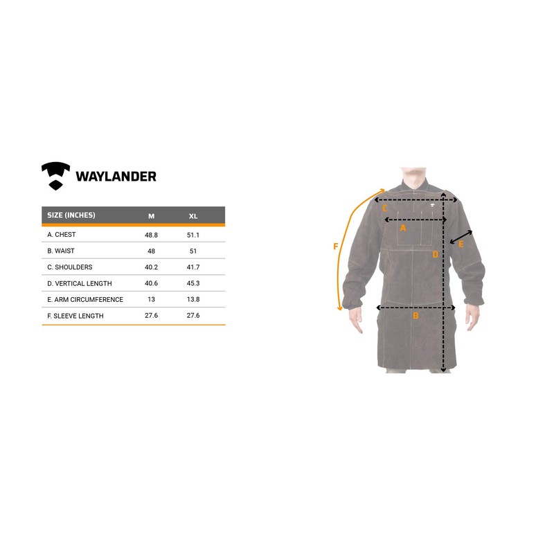 Waylander OTTAR Heavy-Duty Leather Welding Apron with Long Sleeves –
