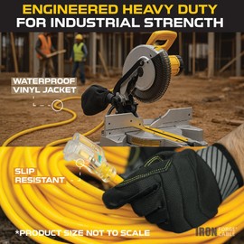 Iron Forge Cable Outdoor Extension Cord 3 Ft - 10 Gauge Heavy Duty Extension Cord, 15 AMP, 10/3 Yellow Power Cable SJTW Weatherproof with 3 Prong