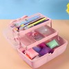 Tuilful Storage Box with Handle, 3-Compartment Plastic Organizer with Lid,