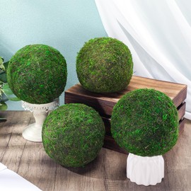 Maasechs 4 Pcs Large Green Moss Balls Artificial Moss Balls Spring Vase Bowl Fillers Hanging for Spring Home Wedding Garden Farmhouse Autumn Table Centerpieces Indoor Outdoor Decor (5.9'')