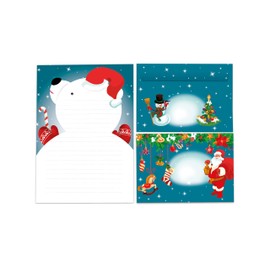 Writing Paper Set A5 Polar Bear Writing Pad Lined with Envelope Motif Christmas Secret Santa Gift for Children Boys Girls (1 Pad A5 with 25 Sheets + 15 Colourful Printed Envelopes)