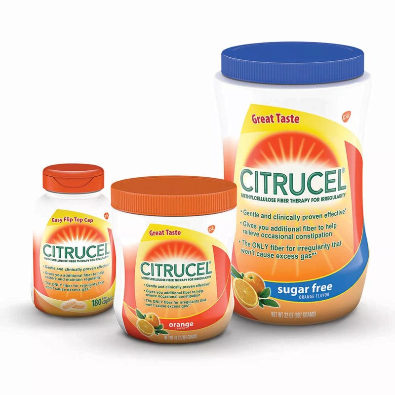 Citrucel Sugar Free Fiber Powder 32 Ounce Orange Flavor for