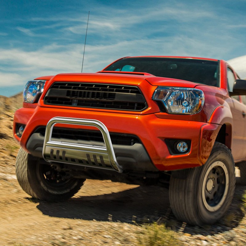 YITAMOTOR Bull Bar Compatible for 2005-2015 Toyota Tacoma, Silver Brush