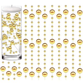 50 Pcs Pearl String for Floating Candles Centerpiece, Gold Faux Pearl Beads Vase Filler for Wedding Table Décor. (Gold)