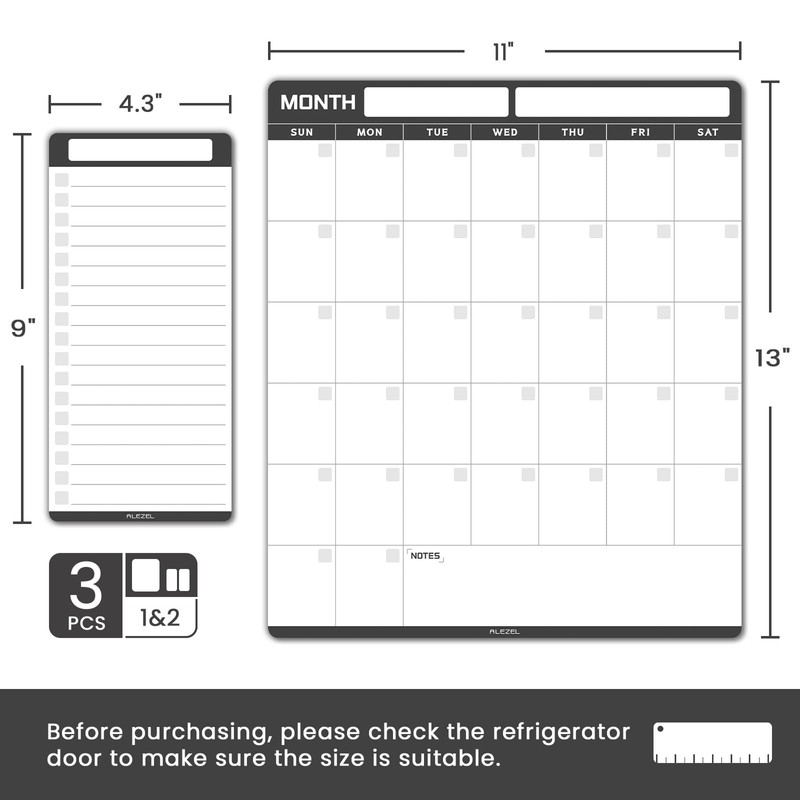 ALEZEL Dry Erase Calendar for Fridge Magnetic, Refrigerator Calendar Whiteboard