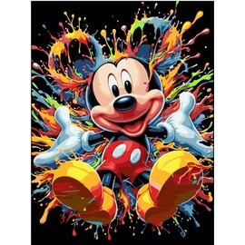 cdsnxore Paint by Numbers for Adults- Cartoon Mouse Painting by Number Kits On Canvas, Anime Craft Art Painting Kit Acrylic Pigment Drawing Paintwork Decor(12x16inch) (Yellow)