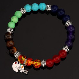 Ahaeth - Pulsera de artista, regalo de pintor, regalo de arte, regalo para profesor, arte, estudiante, graduación, regalo de pintor llavero, Acero inoxidable, Acero inoxidable