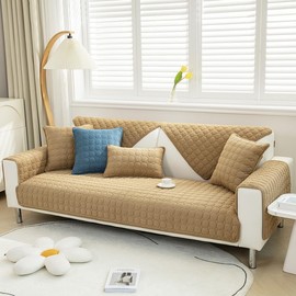 JIAN YA NA Sectional Couch Cover, Corduroy Sofa Slipcover for Pets and Kids, Anti-Slip Washable Furniture Protector for 3-Cushion Couch, Loveseat, Recliner, L-Shaped Sofa, Armrest & Backrest (1 Piece)