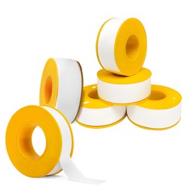 6 Rolls PTFE Tape Plumbing, Waterproof Teflon Tape for Shower Head Sewers Pipes, Thread Seal Plumbers Tape to Stop Leaks, Yellow, 10m x 12mm x 0.075mm
