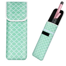 ALEIFLE Women's Heat Resistant Neoprene Curling Iron Holder Flat Iron Curling Wand Travel Storage Cover Case Bag Pouch -Water-Resistant (Green-1)