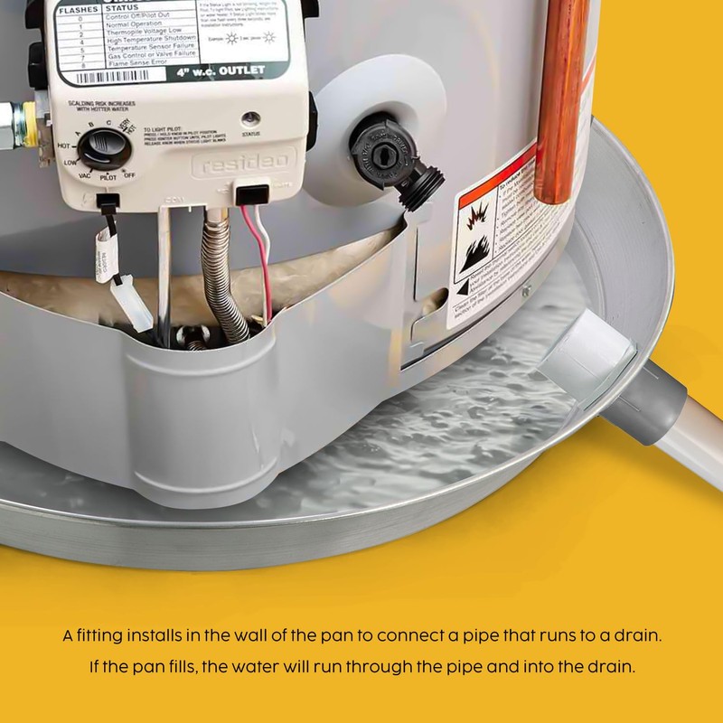 Everflow AWHP28 Aluminum Water Heater Drain Pan with 1 in.