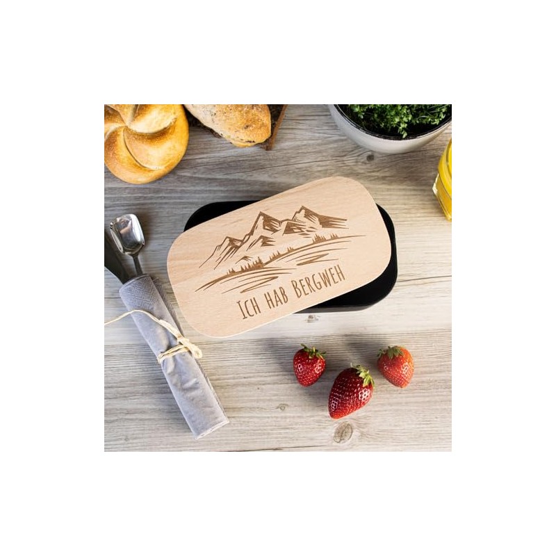 Spruchreif Lunch Box with Engraved Breakfast Board, Plastic Lunch Box,