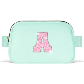 Uygafly Fanny Pack Belt Bag Crossbody Bags with Initials Letter Patch Trendy Stuff for Teens Cute Stuff Birthday Gifts for Teenager Girls | Light Green,Initial A