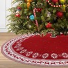 ZANZER Christmas Tree Skirt Rustic Red & White Knitted Xmas