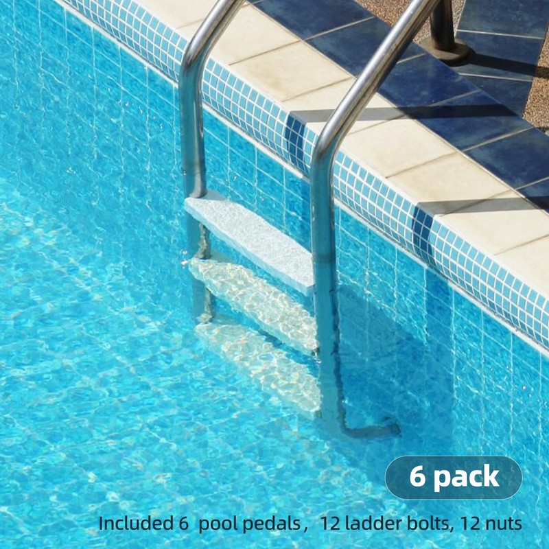TonGass (6-Pack, White) 18" Universal Swimming Pool Ladder Rung Step